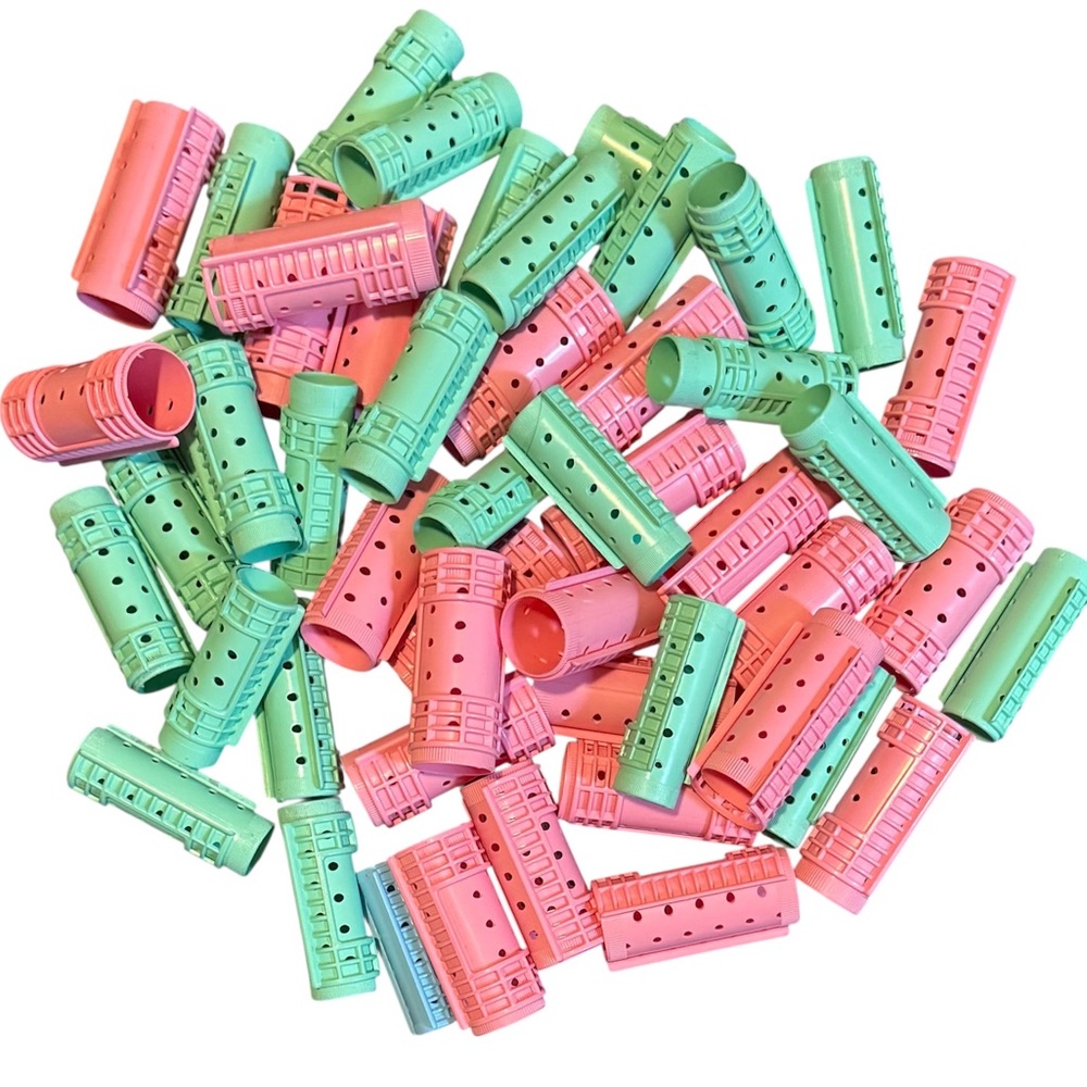Pink and Green Vintage Hair Roller Curlers Set (51pcs)